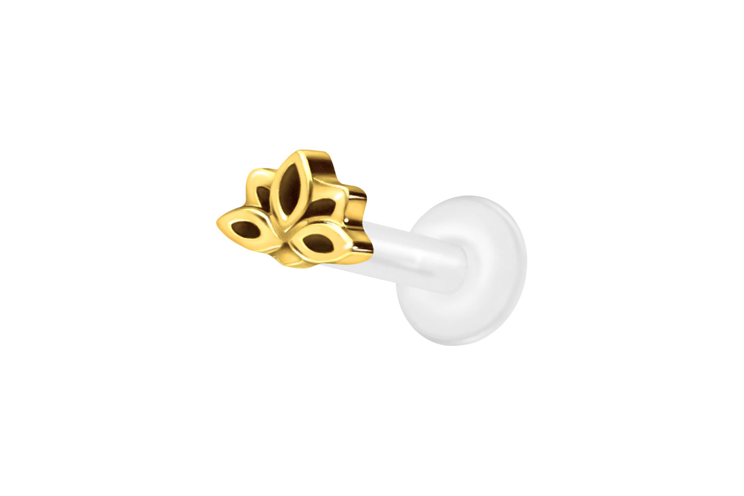 PTFE Labret Piercing mit Innengewinde + Titan-Aufsatz LOTUSBLÜTE